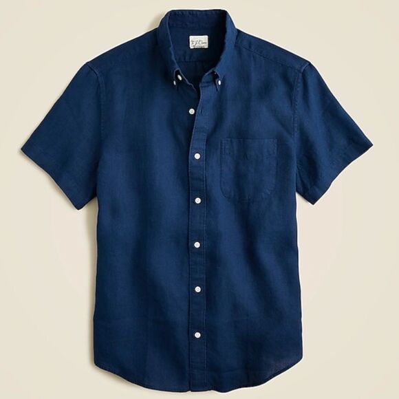 J Crew Shirt M Linen Blue - Picture 2 of 12